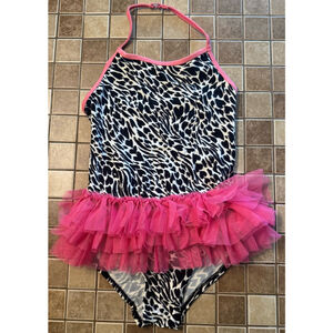 Girls Jumping Beans Swimsuit Size 7 Black & Pink